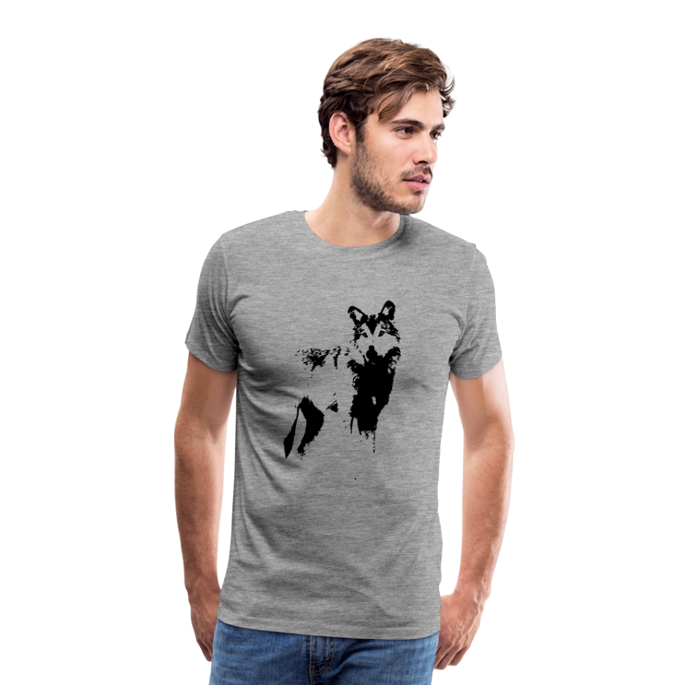Männer Premium T-Shirt mit Wolf - Grau meliert