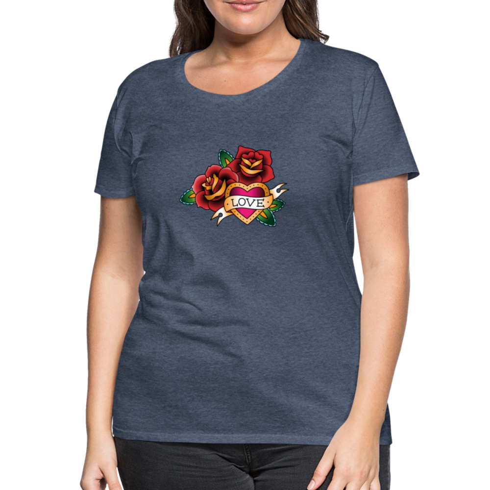 Frauen Premium T-Shirt - Blau meliert