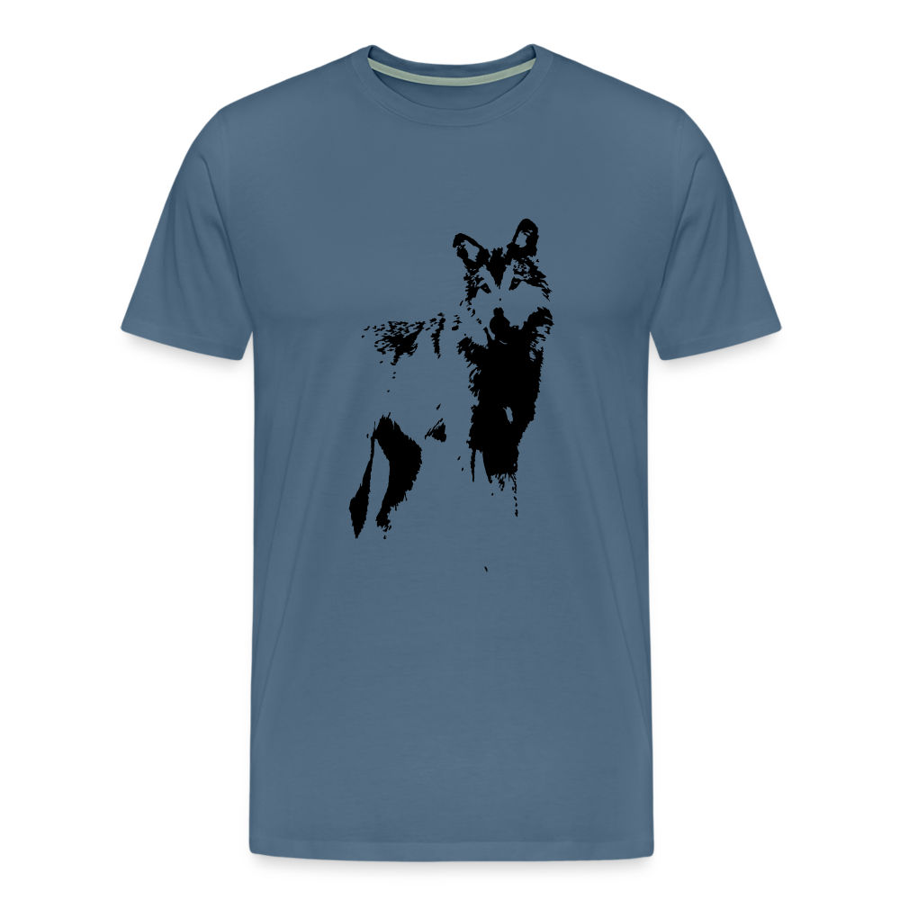 Männer Premium T-Shirt mit Wolf - Blaugrau
