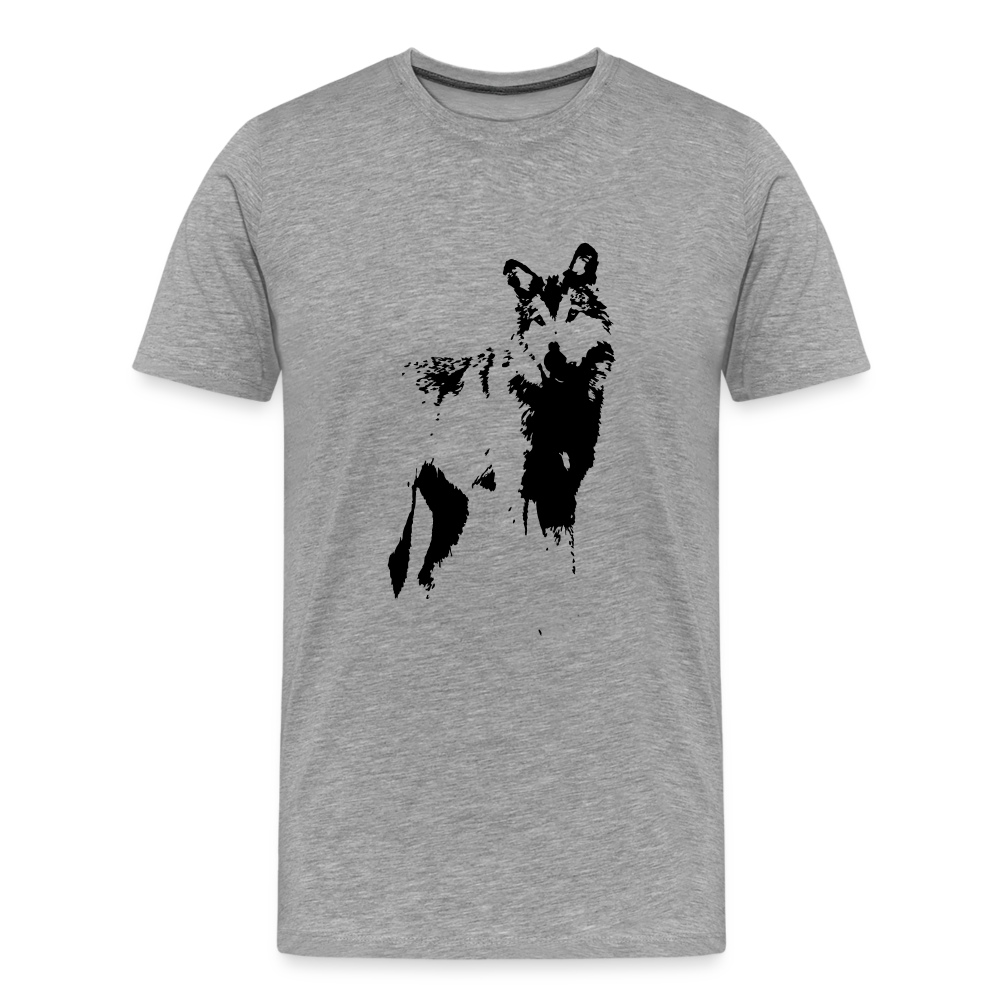 Männer Premium T-Shirt mit Wolf - Grau meliert