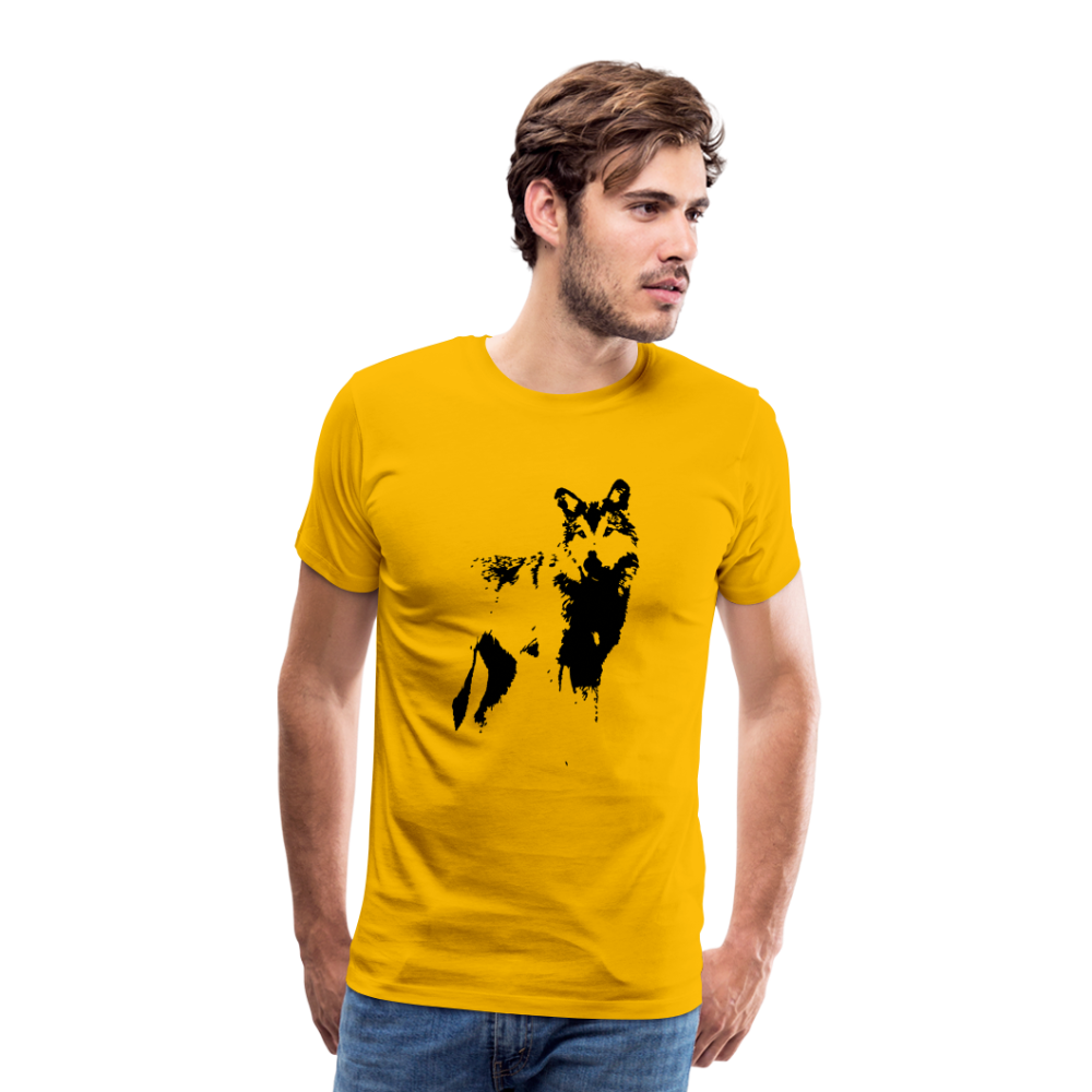 Männer Premium T-Shirt mit Wolf - Sonnengelb