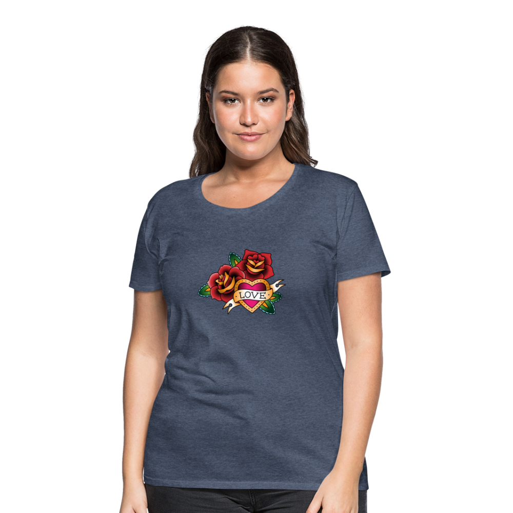 Frauen Premium T-Shirt - Blau meliert