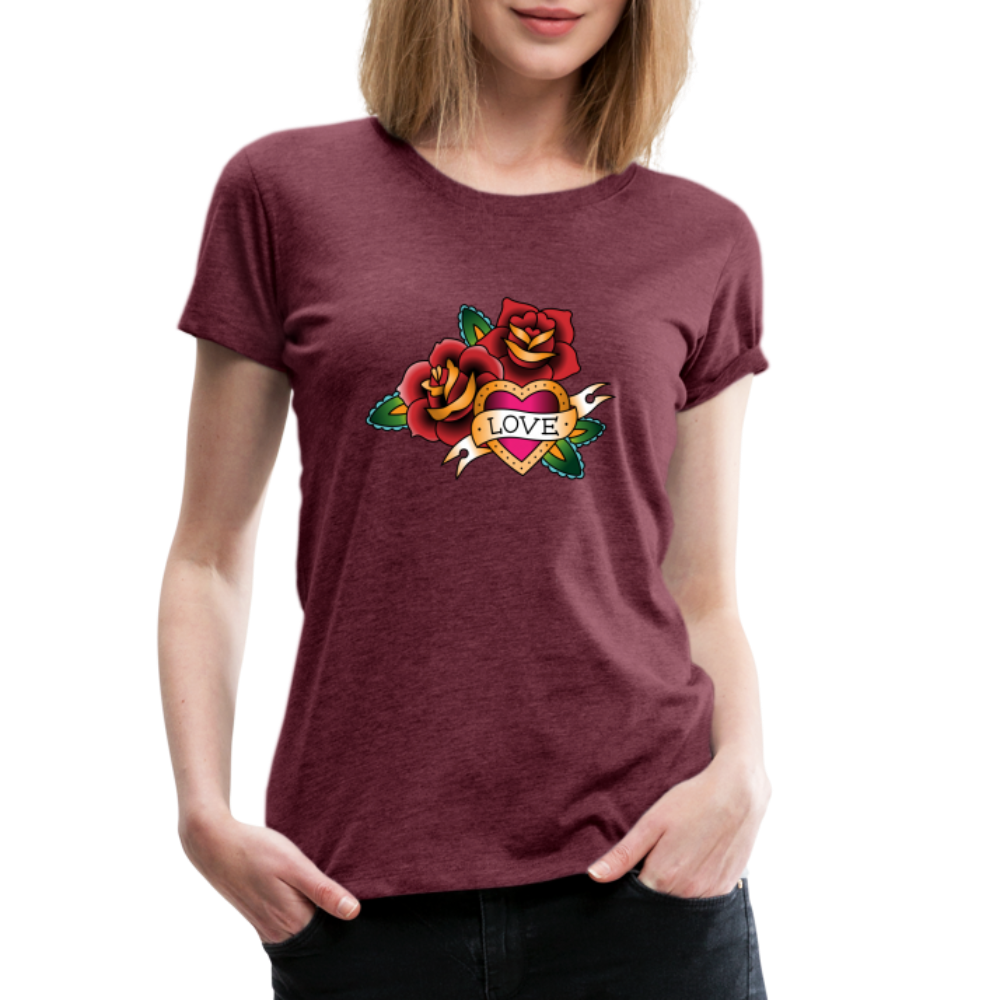 Frauen Premium T-Shirt - Bordeauxrot meliert