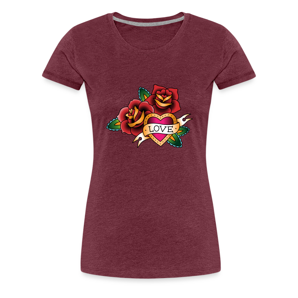 Frauen Premium T-Shirt - Bordeauxrot meliert
