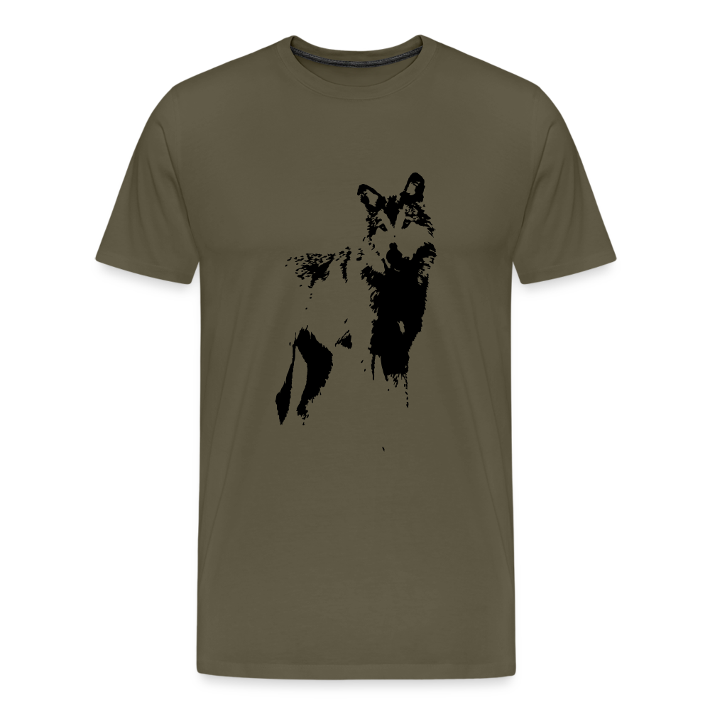Männer Premium T-Shirt mit Wolf - Khaki