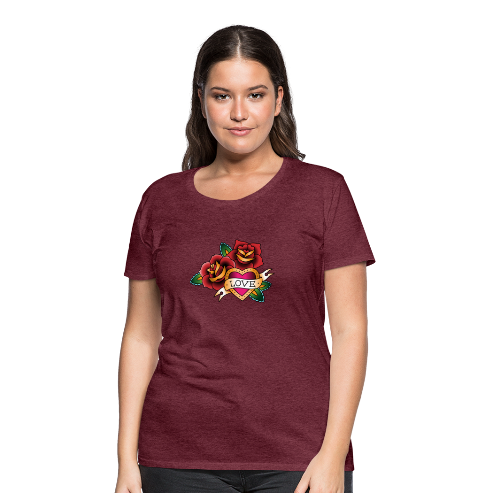 Frauen Premium T-Shirt - Bordeauxrot meliert
