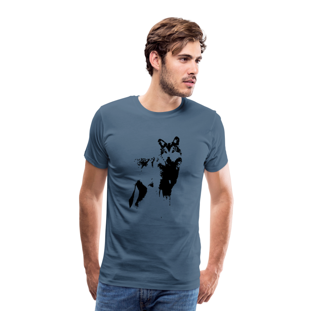 Männer Premium T-Shirt mit Wolf - Blaugrau