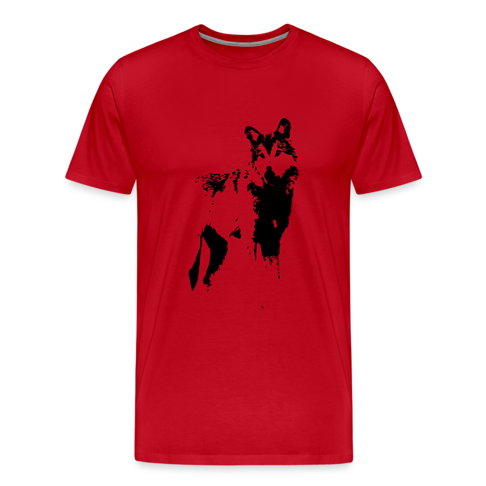 Männer Premium T-Shirt mit Wolf - Rot