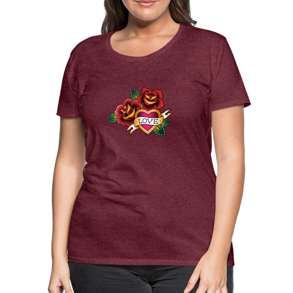 Frauen Premium T-Shirt - Bordeauxrot meliert