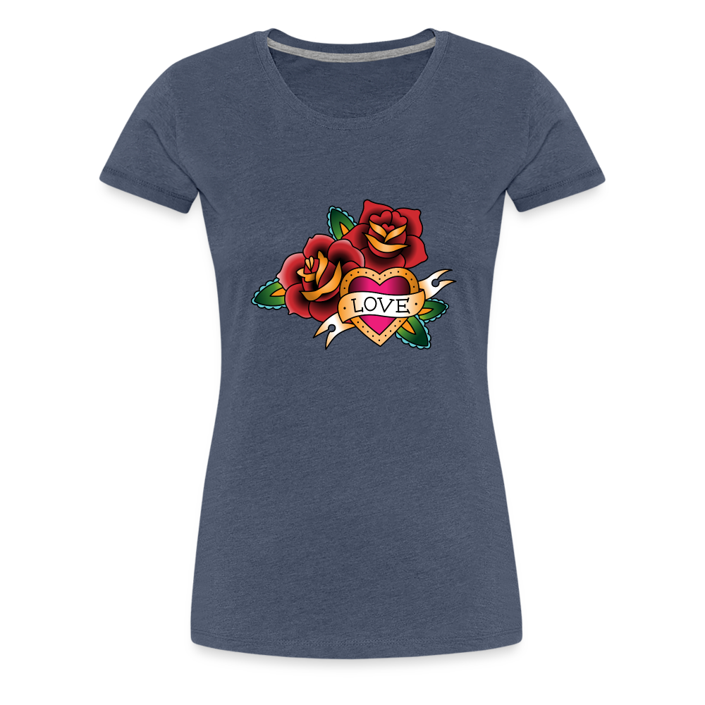 Frauen Premium T-Shirt - Blau meliert
