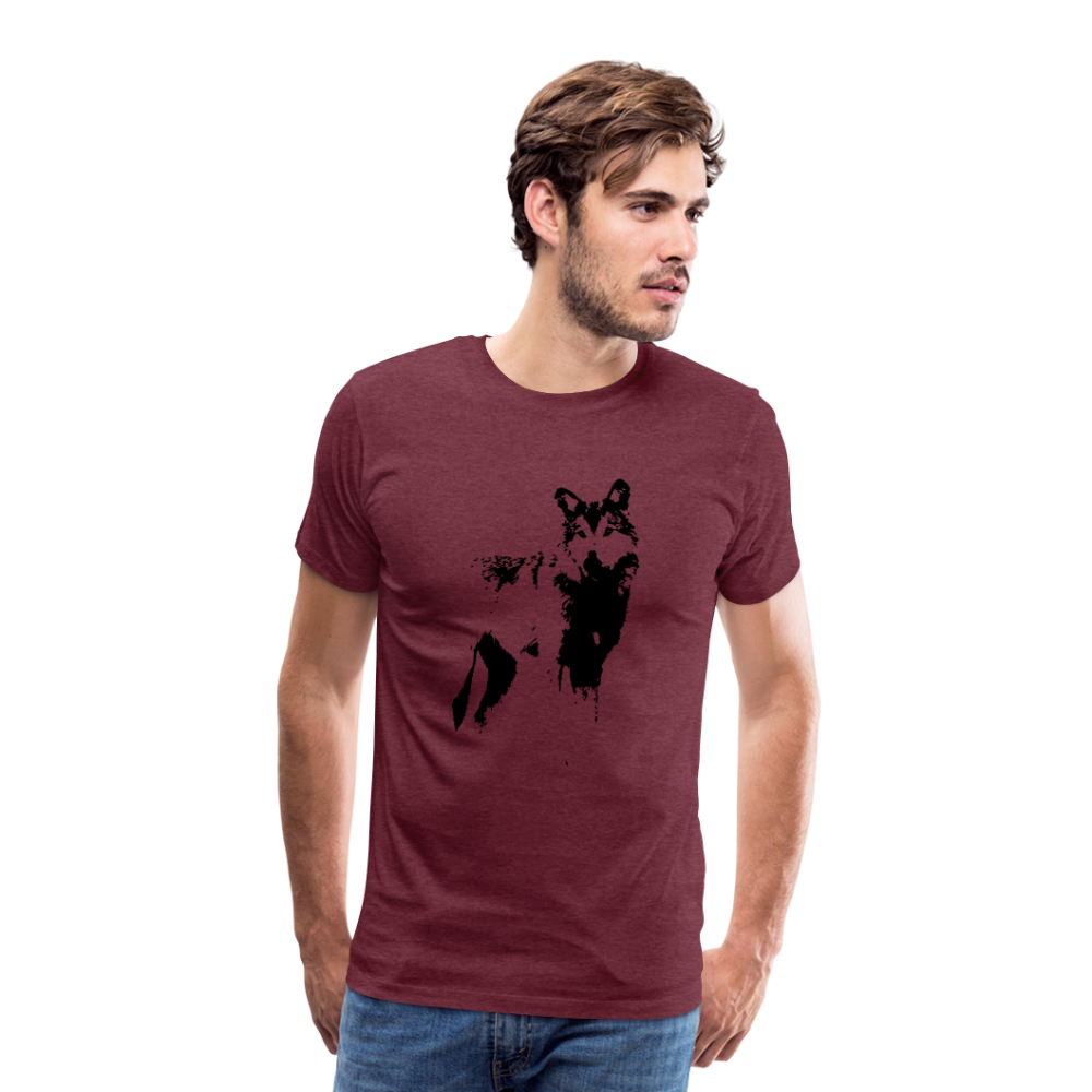 Männer Premium T-Shirt mit Wolf - Bordeauxrot meliert