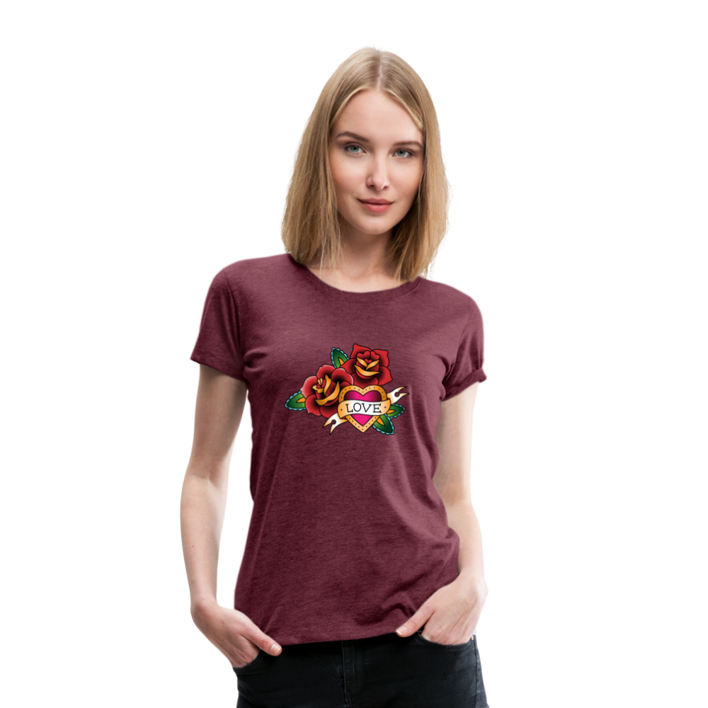 Frauen Premium T-Shirt - Bordeauxrot meliert