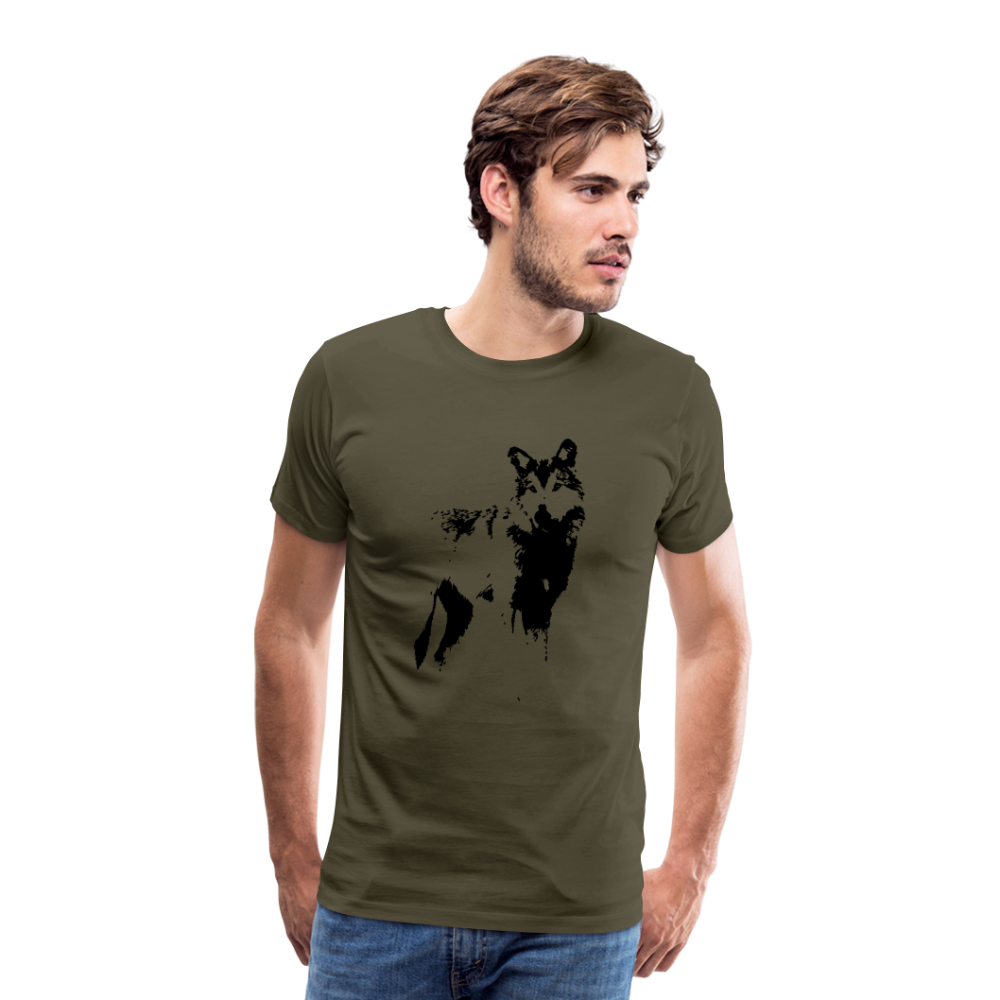 Männer Premium T-Shirt mit Wolf - Khaki