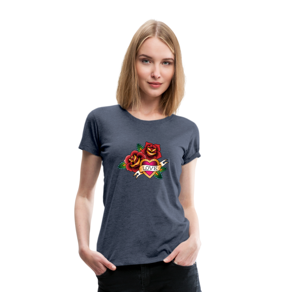 Frauen Premium T-Shirt - Blau meliert