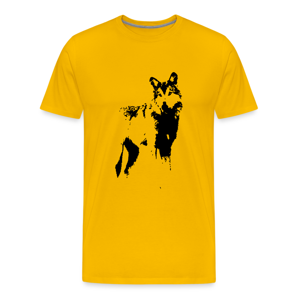 Männer Premium T-Shirt mit Wolf - Sonnengelb