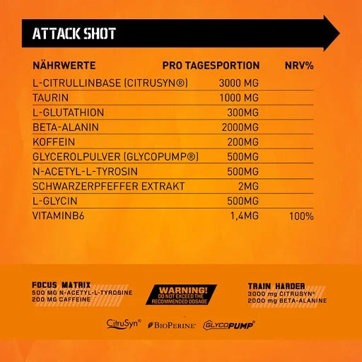 Body Attack Attack Shot 20 x 60ml - Reinmark-Shop