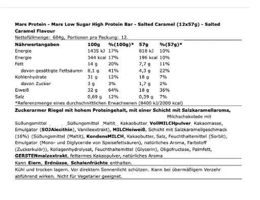 Mars Low Sugar High Protein Bar 12x57g - Reinmark-Shop