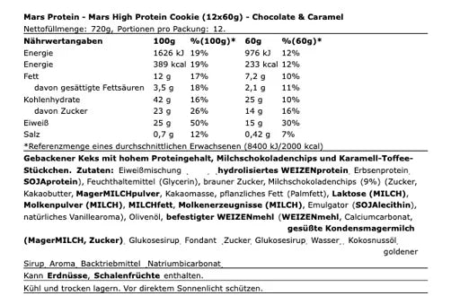 Mars High Protein Cookie 12x60g - Reinmark-Shop