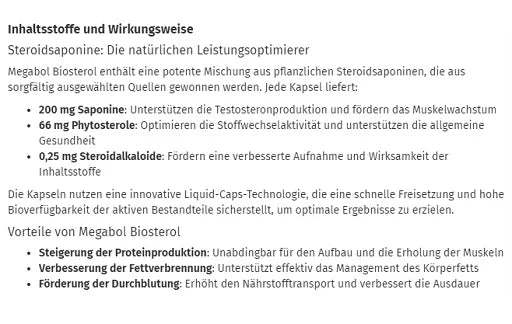 Megabol Biosterol - 30 Kapsel - Reinmark-Shop