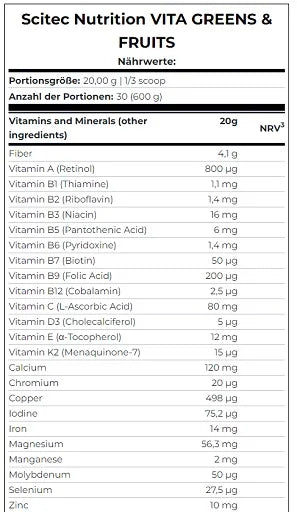 Scitec Vita Greens & Fruits 600g