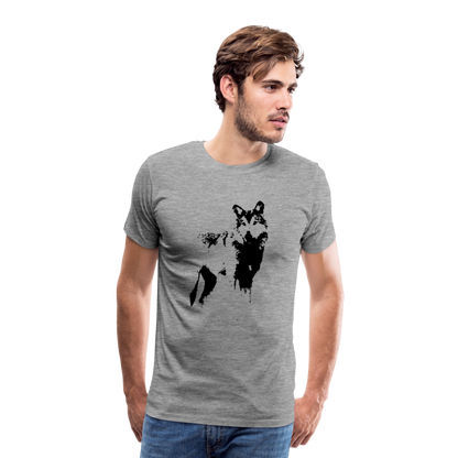 Männer Premium T-Shirt mit Wolf - Grau meliert