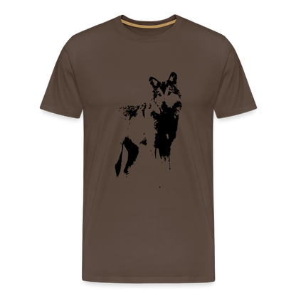 Männer Premium T-Shirt mit Wolf - Edelbraun