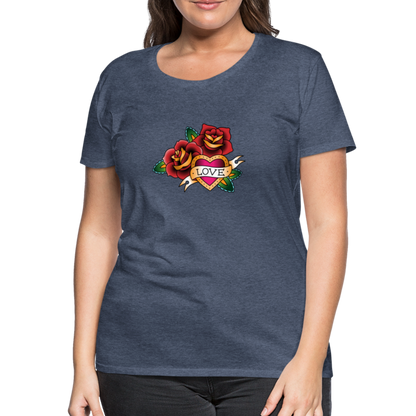 Frauen Premium T-Shirt - Blau meliert
