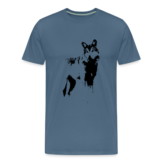 Männer Premium T-Shirt mit Wolf - Blaugrau