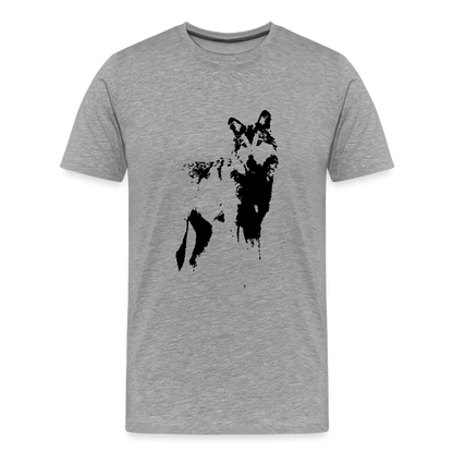 Männer Premium T-Shirt mit Wolf - Grau meliert