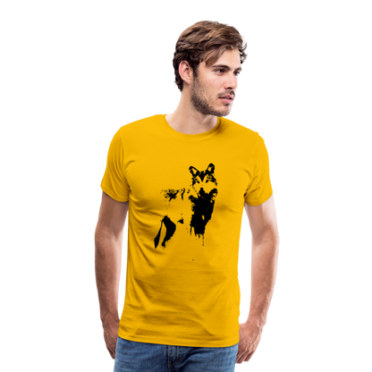 Männer Premium T-Shirt mit Wolf - Sonnengelb