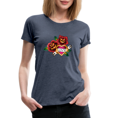 Frauen Premium T-Shirt - Blau meliert