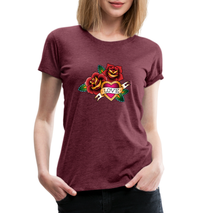 Frauen Premium T-Shirt - Bordeauxrot meliert