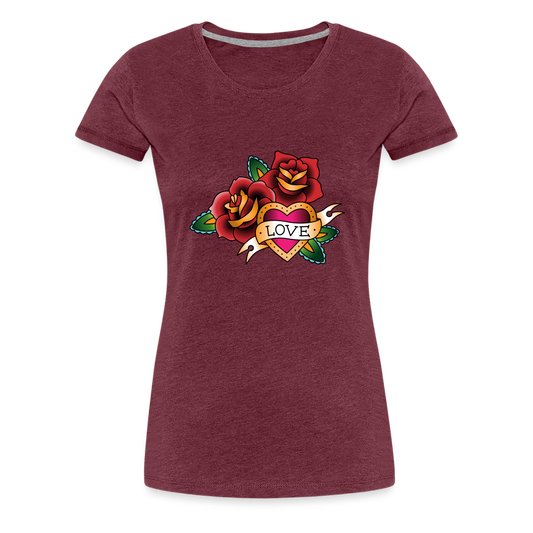 Frauen Premium T-Shirt - Bordeauxrot meliert