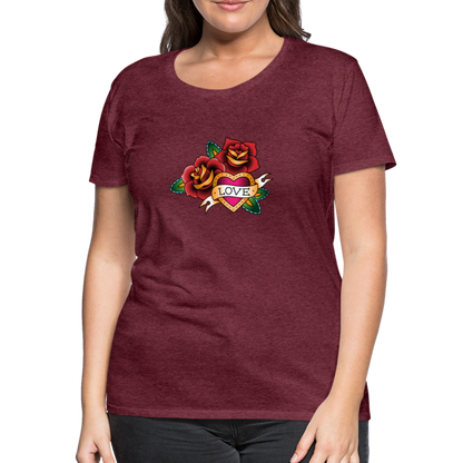Frauen Premium T-Shirt - Bordeauxrot meliert