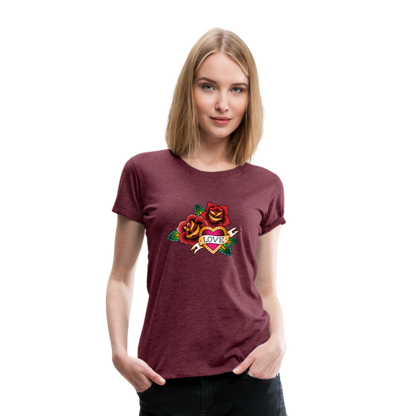 Frauen Premium T-Shirt - Bordeauxrot meliert