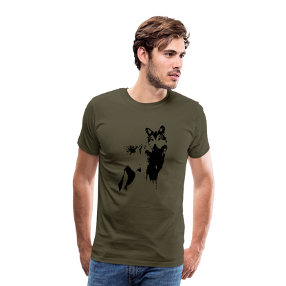 Männer Premium T-Shirt mit Wolf - Khaki