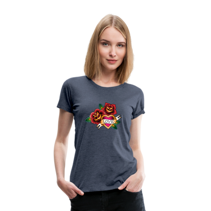 Frauen Premium T-Shirt - Blau meliert
