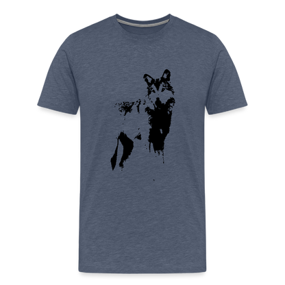 Männer Premium T-Shirt mit Wolf - Blau meliert