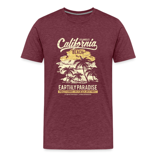 Männer Premium T-Shirt - Bordeauxrot meliert