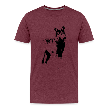 Männer Premium T-Shirt mit Wolf - Bordeauxrot meliert